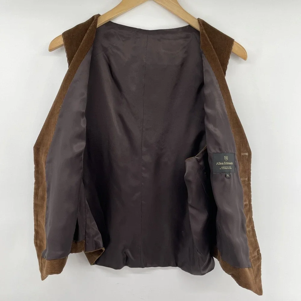 Allen Edmonds Vest‎ Men 44R Corduroy Brown Lined Waistcoat Cowboy Western Casual